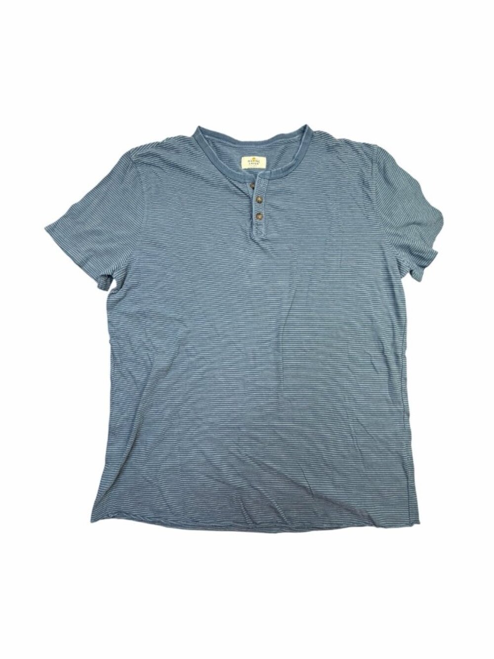 Marine Layer Blue White Striped Henley T-Shirt Men’s XL Soft Cotton Short Sleeve